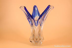 Vintage: centro cristal murano azul italia vintage años 70
